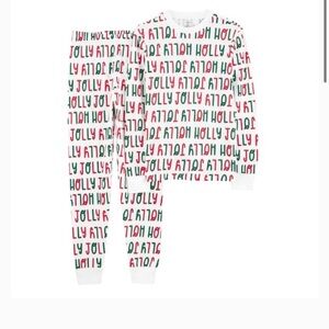 Carter's unisex adult White Thermal Pajama Set with Red & Green Print